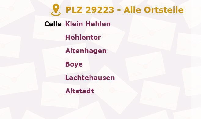 Postleitzahl 29223 Celle, Niedersachsen - Alle Orte und Ortsteile