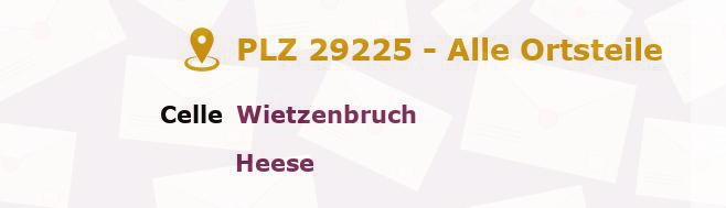 Postleitzahl 29225 Celle, Niedersachsen - Alle Orte und Ortsteile