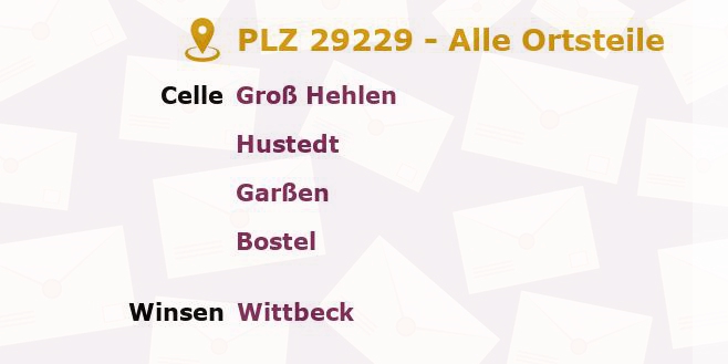 Postleitzahl 29229 Celle, Niedersachsen - Alle Orte und Ortsteile