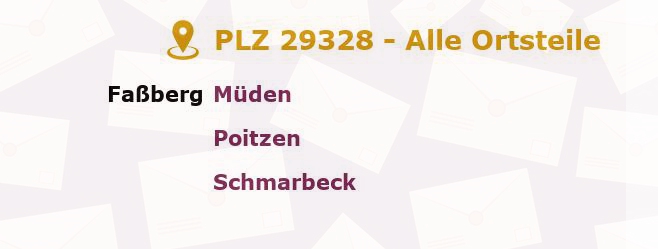 Postleitzahl 29328 Faßberg, Niedersachsen - Alle Orte und Ortsteile