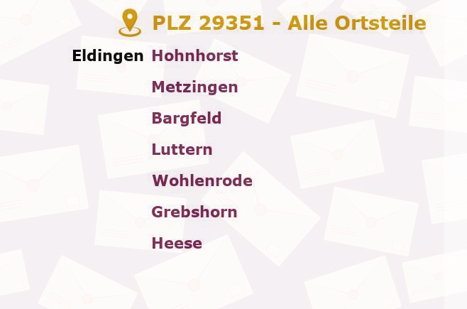 Postleitzahl 29351 Eldingen, Niedersachsen - Alle Orte und Ortsteile