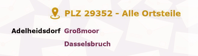 Postleitzahl 29352 Adelheidsdorf, Niedersachsen - Alle Orte und Ortsteile