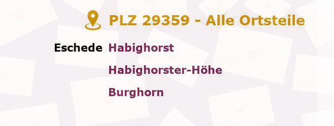 Postleitzahl 29359 Habighorst, Niedersachsen - Alle Orte und Ortsteile