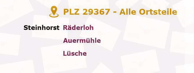 Postleitzahl 29367 Steinhorst, Niedersachsen - Alle Orte und Ortsteile