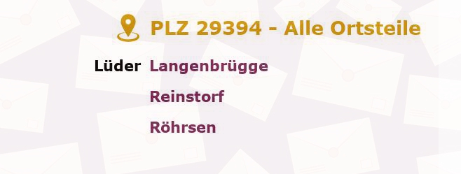 Postleitzahl 29394 Lüder, Niedersachsen - Alle Orte und Ortsteile