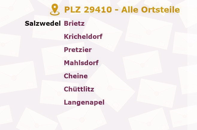 Postleitzahl 29410 Chüden, Sachsen-Anhalt - Alle Orte und Ortsteile