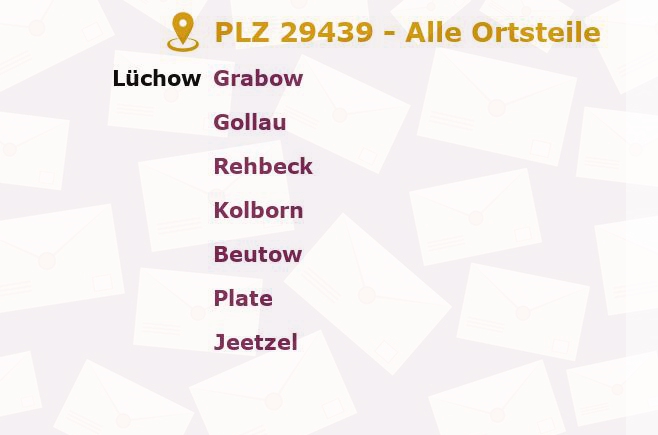 Postleitzahl 29439 Lüchow, Niedersachsen - Alle Orte und Ortsteile