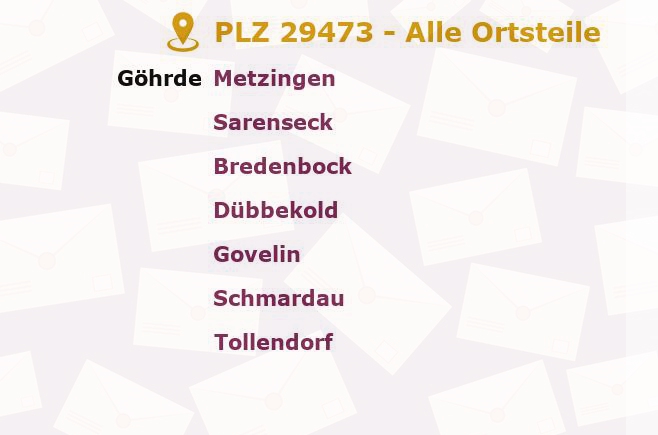 Postleitzahl 29473 Göhrde, Niedersachsen - Alle Orte und Ortsteile