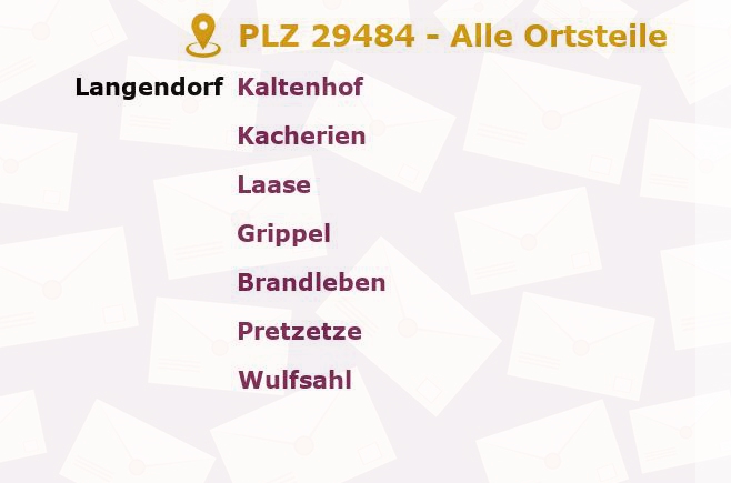 Postleitzahl 29484 Langendorf, Niedersachsen - Alle Orte und Ortsteile