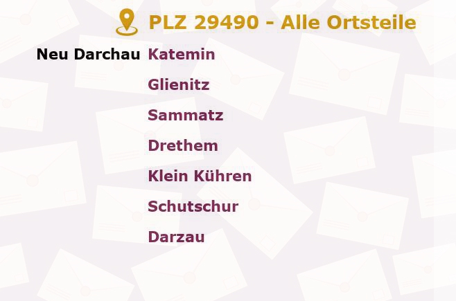 Postleitzahl 29490 Neu Darchau, Niedersachsen - Alle Orte und Ortsteile