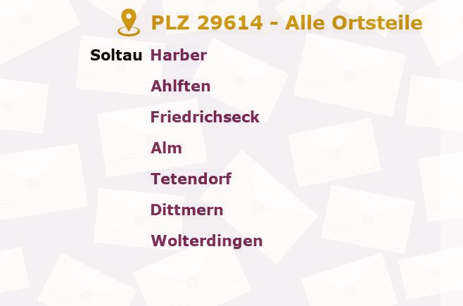 Postleitzahl 29614 Soltau, Niedersachsen - Alle Orte und Ortsteile