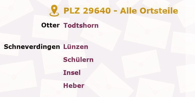 Postleitzahl 29640 Schneverdingen, Niedersachsen - Alle Orte und Ortsteile