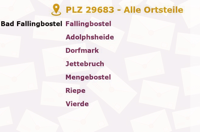 Postleitzahl 29683 Bad Fallingbostel, Niedersachsen - Alle Orte und Ortsteile