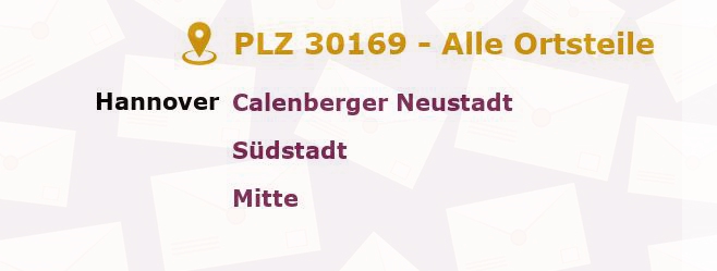Postleitzahl 30169 Hanover, Niedersachsen - Alle Orte und Ortsteile