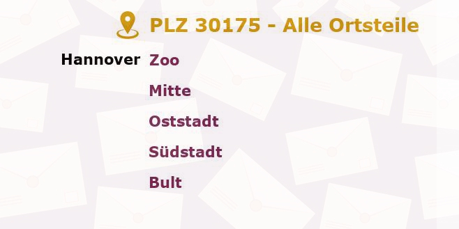 Postleitzahl 30175 Hanover, Niedersachsen - Alle Orte und Ortsteile