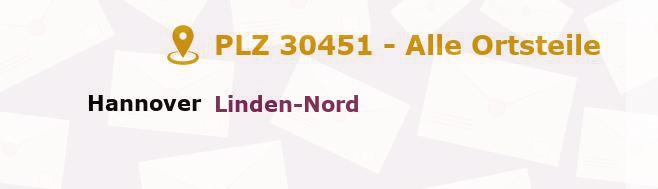 Postleitzahl 30451 Hanover, Niedersachsen - Alle Orte und Ortsteile