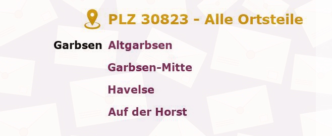 Postleitzahl 30823 Garbsen, Niedersachsen - Alle Orte und Ortsteile