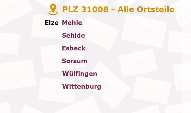 Postleitzahl 31008 Elze, Niedersachsen - Alle Orte und Ortsteile