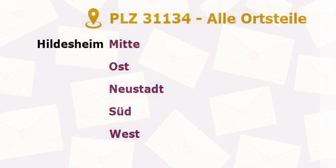 Postleitzahl 31134 Hildesheim, Niedersachsen - Alle Orte und Ortsteile