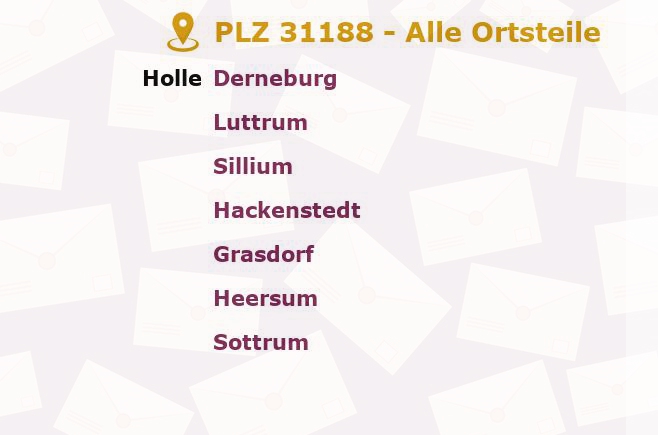 Postleitzahl 31188 Holle, Niedersachsen - Alle Orte und Ortsteile