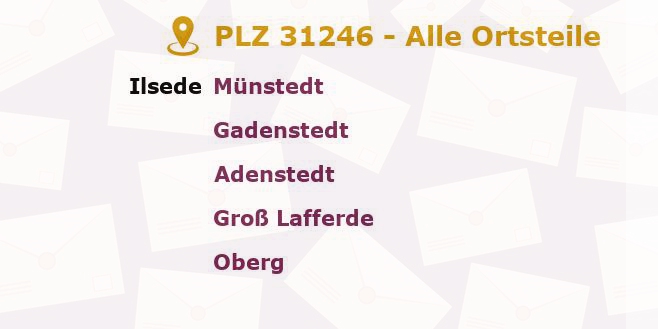 Postleitzahl 31246 Peine, Niedersachsen - Alle Orte und Ortsteile