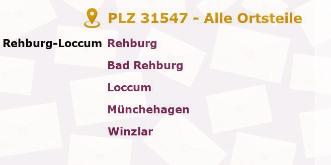 Postleitzahl 31547 Rehburg-Loccum, Niedersachsen - Alle Orte und Ortsteile