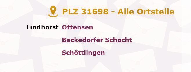 Postleitzahl 31698 Lindhorst, Niedersachsen - Alle Orte und Ortsteile