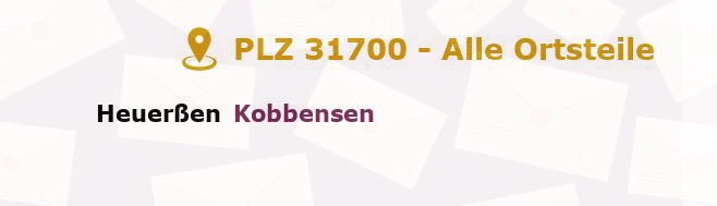 Postleitzahl 31700 Heuerßen, Niedersachsen - Alle Orte und Ortsteile