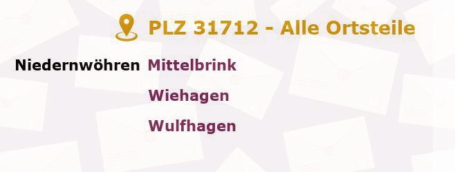 Postleitzahl 31712 Niedernwöhren, Niedersachsen - Alle Orte und Ortsteile