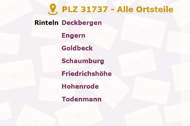 Postleitzahl 31737 Rinteln, Niedersachsen - Alle Orte und Ortsteile