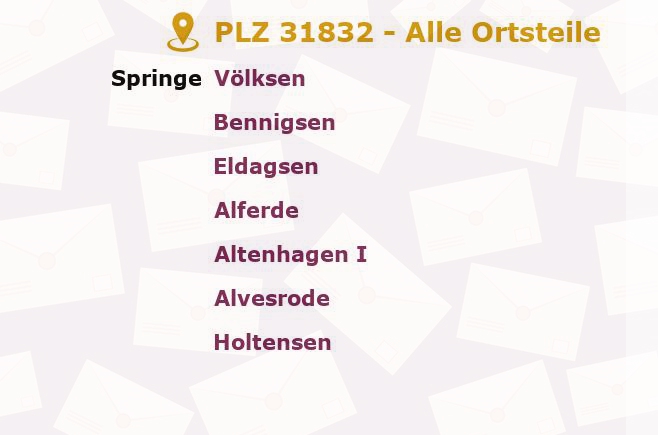 Postleitzahl 31832 Springe, Niedersachsen - Alle Orte und Ortsteile