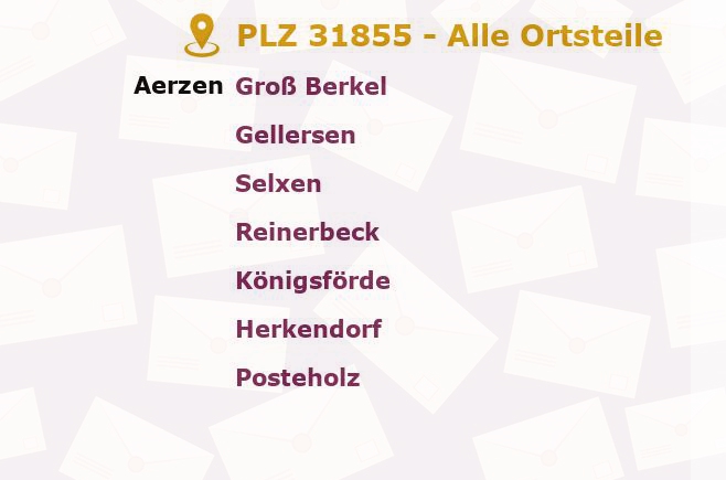 Postleitzahl 31855 Aerzen, Niedersachsen - Alle Orte und Ortsteile