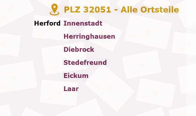 Postleitzahl 32051 Herford, Nordrhein-Westfalen - Alle Orte und Ortsteile