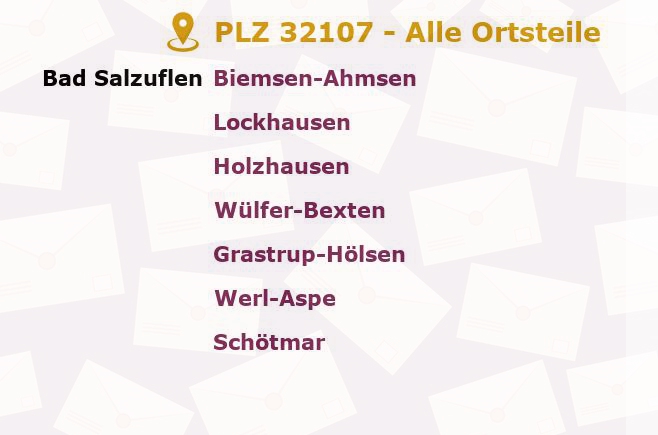 Postleitzahl 32107 Bad Salzuflen, Nordrhein-Westfalen - Alle Orte und Ortsteile