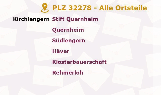 Postleitzahl 32278 Kirchlengern, Nordrhein-Westfalen - Alle Orte und Ortsteile