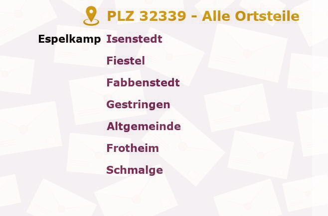 Postleitzahl 32339 Espelkamp, Nordrhein-Westfalen - Alle Orte und Ortsteile