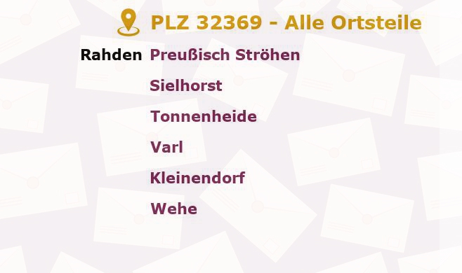 Postleitzahl 32369 Rahden, Nordrhein-Westfalen - Alle Orte und Ortsteile