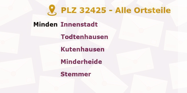 Postleitzahl 32425 Minden, Nordrhein-Westfalen - Alle Orte und Ortsteile