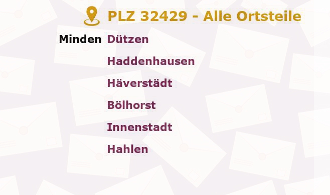 Postleitzahl 32429 Minden, Nordrhein-Westfalen - Alle Orte und Ortsteile