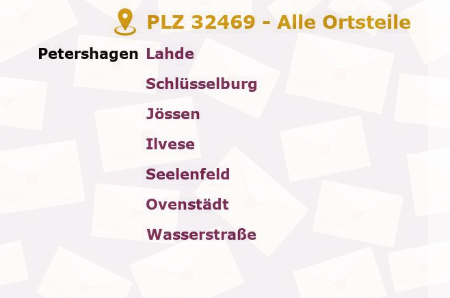 Postleitzahl 32469 Petershagen, Nordrhein-Westfalen - Alle Orte und Ortsteile