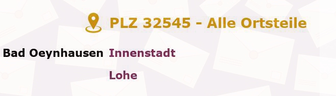 Postleitzahl 32545 Bad Oeynhausen, Nordrhein-Westfalen - Alle Orte und Ortsteile