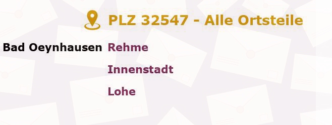 Postleitzahl 32547 Bad Oeynhausen, Nordrhein-Westfalen - Alle Orte und Ortsteile