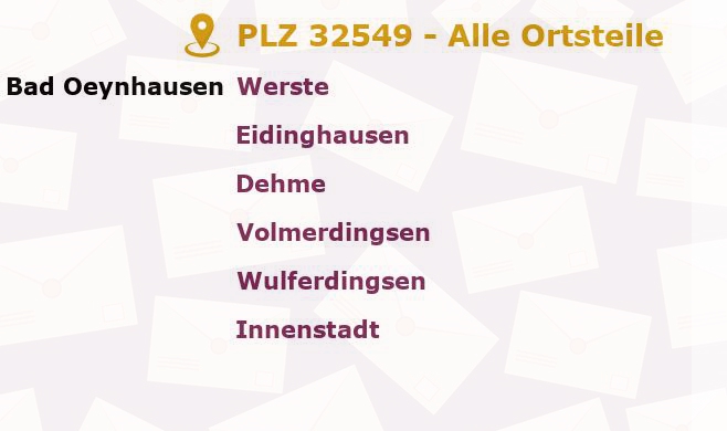 Postleitzahl 32549 Bad Oeynhausen, Nordrhein-Westfalen - Alle Orte und Ortsteile