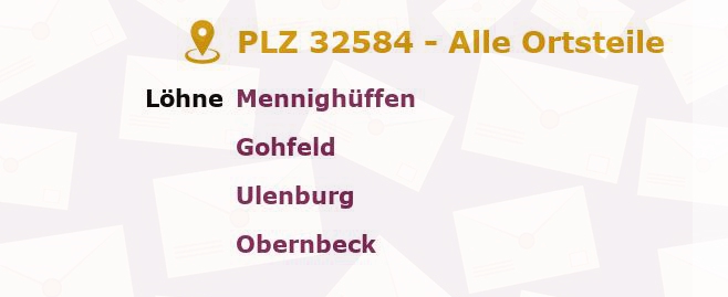 Postleitzahl 32584 Löhne, Nordrhein-Westfalen - Alle Orte und Ortsteile