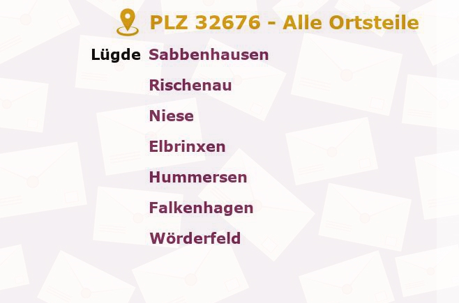 Postleitzahl 32676 Lügde, Nordrhein-Westfalen - Alle Orte und Ortsteile