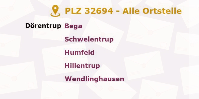 Postleitzahl 32694 Dörentrup, Nordrhein-Westfalen - Alle Orte und Ortsteile