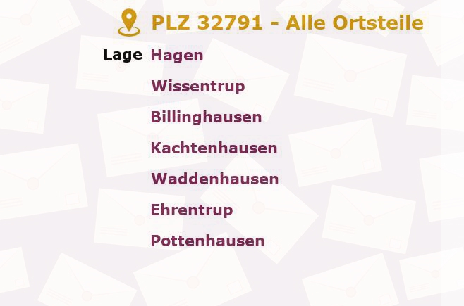 Postleitzahl 32791 Lage, Nordrhein-Westfalen - Alle Orte und Ortsteile