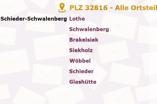 Postleitzahl 32816 Schieder-Schwalenberg, Nordrhein-Westfalen - Alle Orte und Ortsteile