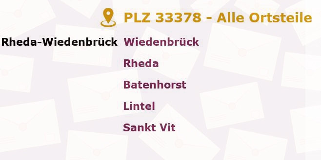 Postleitzahl 33378 Rheda-Wiedenbrück, Nordrhein-Westfalen - Alle Orte und Ortsteile