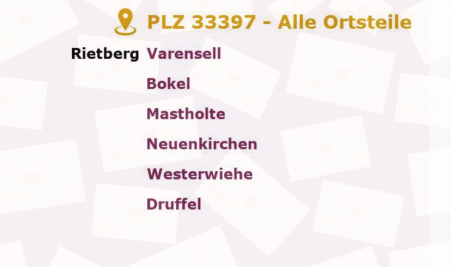 Postleitzahl 33397 Rietberg, Nordrhein-Westfalen - Alle Orte und Ortsteile